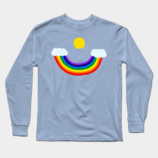 Smiling Rainbow Sky Long Sleeve T-Shirt by Art by Deborah Camp